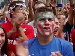 Soccer Fans Gather To Watch US v Germany World Cup Match Stock Footage