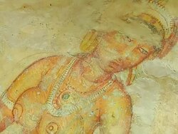 Tilt Down Shot Wall Paintings Sigiriya North Central Province Sri Lanka Stock Footage