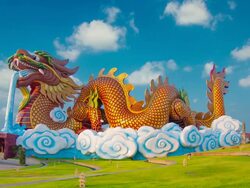 Giant Dragon statue at suphan, Thailand. Stock Footage