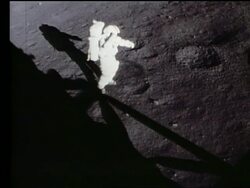 Astronaut walking on Moon by lander shadow / Apollo 17 Stock Footage