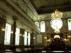 MS PAN Interior shot of old empty synagogue / Tbilisi, Georgia Stock Footage