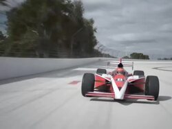  MS POV TS Indy type racing car racing on track / Orlando, Florida, United States Stock Footage