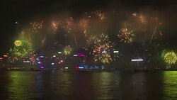 CLEAN : Fireworks light up Hong Kong for National Day News Clip