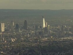 Aerial tracking W/S London with The Shard Stock Footage
