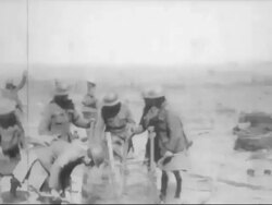 WWI - Soldiers spreading barbed wire at Battle of Arras Stock Footage