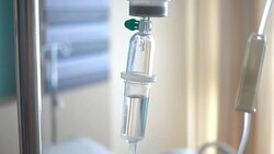 Saline infusion drop in hospital Stock Footage