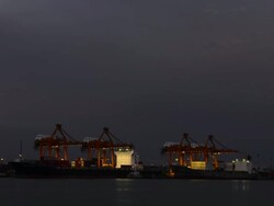 Shipyard Working Time Laps day to night Stock Footage