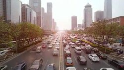 the rush hour commute in a city Stock Footage