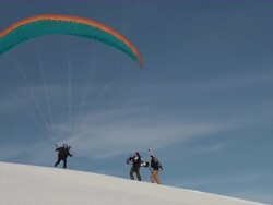 WS POV Paraglider at mannlichen / Grindelwald, Bernese Oberland, Switzerland Stock Footage