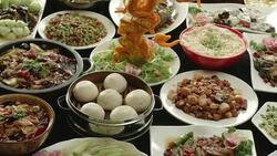 Holiday table, Chinese family dinner Stock Footage