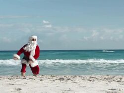 Crazy Santa Beach Stock Footage