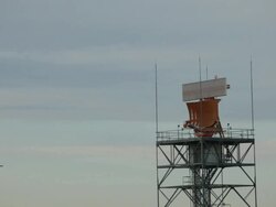 Air Traffic Radar at Airport with Small Plane Taking Off Stock Footage