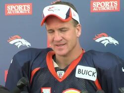 Peyton Manning weekly interview Stock Footage