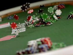 HD SLOW MOTION: Chips Falling On A Poker Table Stock Footage