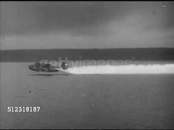 1953: FORMOSA, TAIWAN: PATROLLING: WS TRACKING Martin PBM 'Mariner' patrol bomber flying boat taking off. VS AERIAL 'Mariner' #4 in flight, passing by cargo ship below, WS In flight at lower altitude. Instructional Video