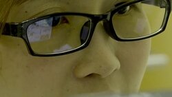 CLose up woman laboratory working on a computer Stock Footage