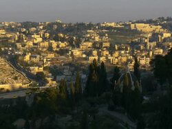 WS T/L View of morning rises over Gethsemane Church / Jerusalem, Judea, Israel Stock Footage