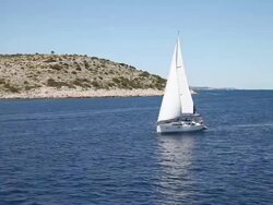 A sailnig boats near the Zut island, Kornati National Park Stock Footage