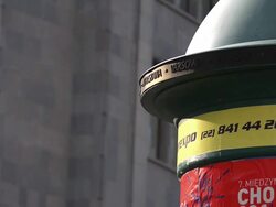 CU advertising column Stock Footage