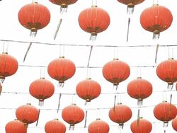 Chinese New Year lantern decorations. Stock Footage