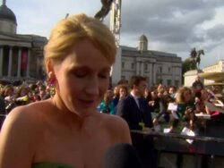 INTERVIEW: J.K Rowling on the support of bringing her vision to life, how she started at the Harry Potter and the Deathly Hallows Part Two World Premiere at London England. (Footage by WireImage Video/Getty Images Entertainment Video) Stock Footage