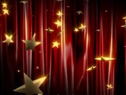 Star rain in front of the red curtain Stock Footage