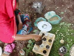 Ethiopian woman coffee into cups Stock Footage