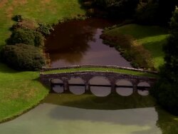 AERIAL, Stourhead gardens, Wiltshire, England Stock Footage