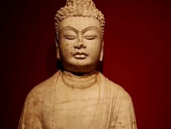 MS TD Shot of Ancient Budha statue / Xian, Shaanxi, China Stock Footage