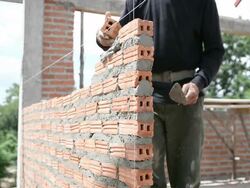 Brick installation Stock Footage