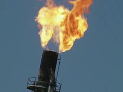 CU MS View of Oil Platform burning gas / Tabasco, Mexico Stock Footage