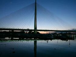 New Belgrade Bridge on Sava river Stock Footage