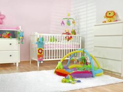 HD DOLLY: Beautiful Modern Nursery Room Stock Footage