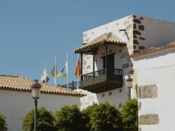 streets and church in Betancuria, Fuerteventura Stock Footage