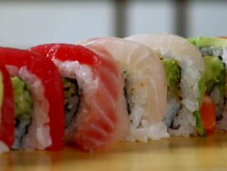 SUSHI ROLL-RAINBOW-1080HD Stock Footage