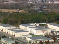 MS AERIAL TS Shot of Screen Gems Studio company / North Carolina, United States Stock Footage