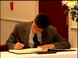 Deputy Secretary of State Jacob Law signs book of condolences at South Korean Embassy for former Republic of Korea president Kim Dae-jung News Clip