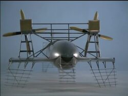 Model twin propeller flying machine prototype Stock Footage