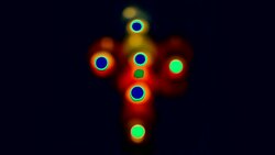 The cross of candles, luminous cross, light reflection. Stock Footage