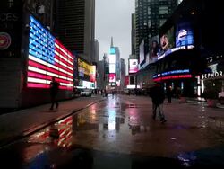 General views of weather in Times Square. (Photograp Stock Footage