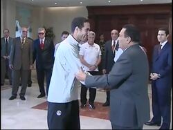 WRAP Mubarak meets players after they win Africa Cup; Palestinians celebrating News Clip