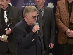 23rd Annual Rock and Roll Hall of Fame Induction Ceremony press room Stock Footage