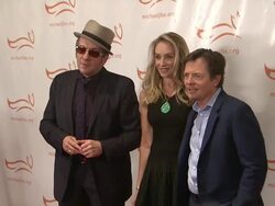Elvis Costello, Tracy Pollan and Michael J. Fox at  A Funny Thing Happened on The Way to Cure Parkinsons Stock Footage