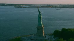 'WS AERIAL TS Shot of Statue of liberty  / New York City, United States' Stock Footage
