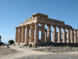 Selinunte, Temple of Hera (Temple E) in the ancient Greek city Stock Footage