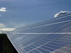 HD Clouds Moving Over Solar Power Plant TL Stock Footage