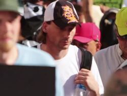 Aztec dancers protest in Los Angeles Stock Footage
