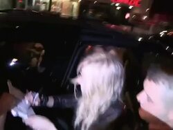 Taylor Momsen greeting fans at Warwick in Hollywood - Celebrity Sightings in Los Angeles Stock Footage