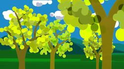 Cartoon landscape painting Stock Footage