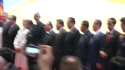 Obama and Asean Leaders Wave Stock Footage